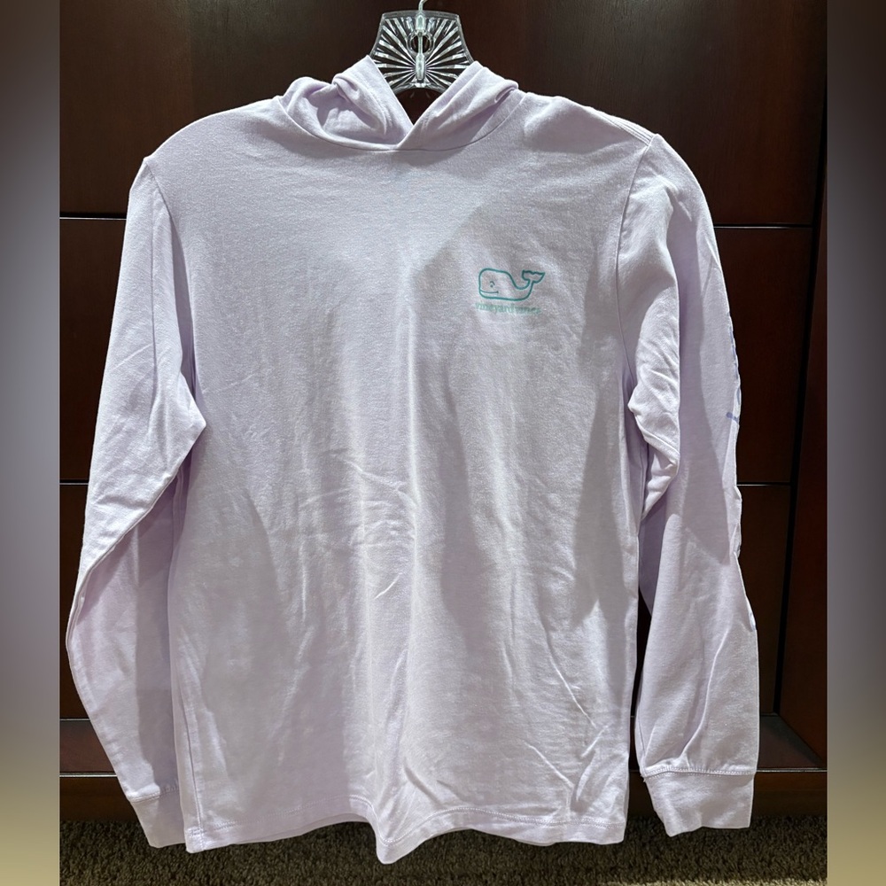 NWT Vineyard Vines Girls Lavender Hooded Long Sleeve Tee Size Youth Medium
